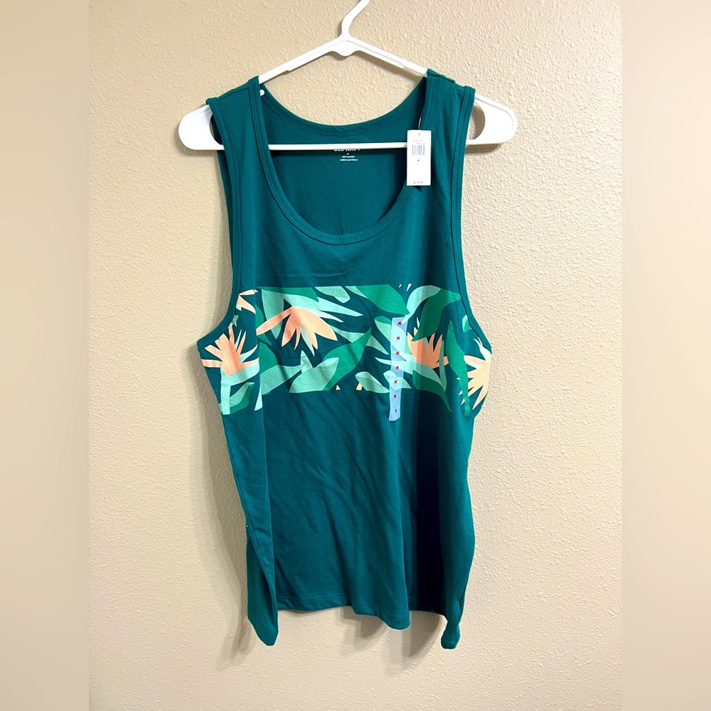 Old Navy Green Tropical Men’s Medium Tank Top